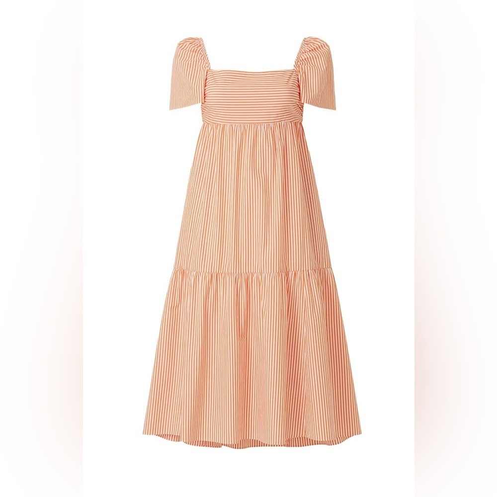 Peter Som X Rent the Runway Angie striped tiered midi tie back dress